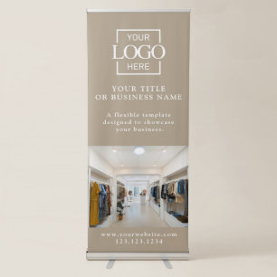 Modern Minimalist Custom Business Logo & Photo Retractable Banner