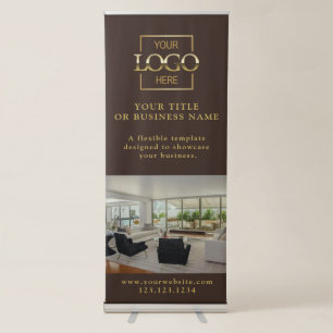Modern Minimalist Custom Business Logo & Photo Retractable Banner
