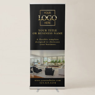 Modern Minimalist Custom Business Logo & Photo Retractable Banner