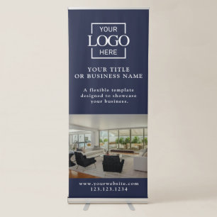 Modern Minimalist Custom Business Logo & Photo Retractable Banner