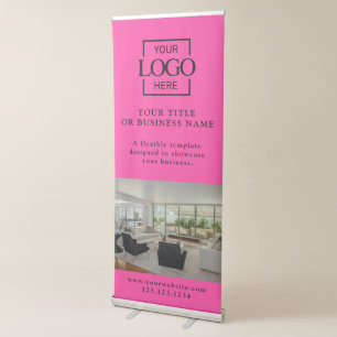 Modern Minimalist Custom Business Logo & Photo Retractable Banner