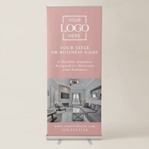Modern Minimalist Custom Business Logo & Photo Retractable Banner