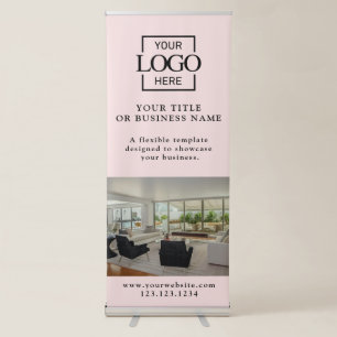 Modern Minimalist Custom Business Logo & Photo Retractable Banner