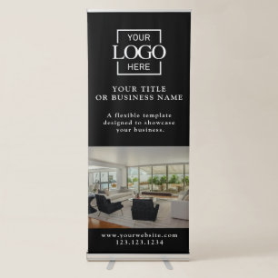 Modern Minimalist Custom Business Logo & Photo Retractable Banner
