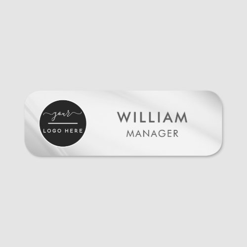 Modern Minimalist Custom Business Logo Silver Name Tag