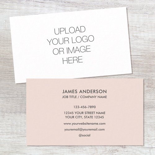 Modern Minimalist Custom Logo Blush Pink Business Card