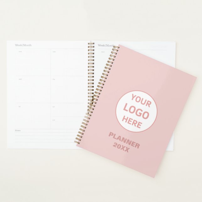 Modern Minimalist Custom Logo Blush Pink Business Planner (Display)