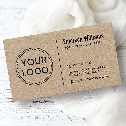 Modern minimalist custom logo brown Kraft paper Business Card