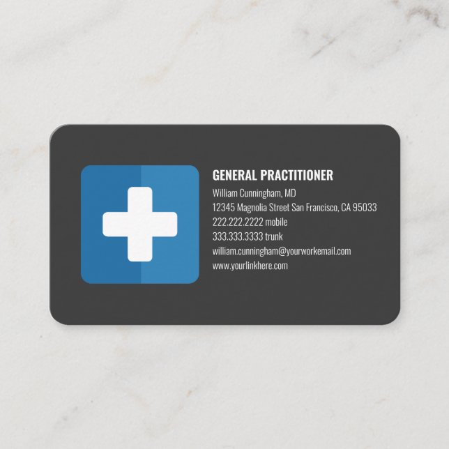 Modern Minimalist Custom Logo Doctor Business Card (Front)