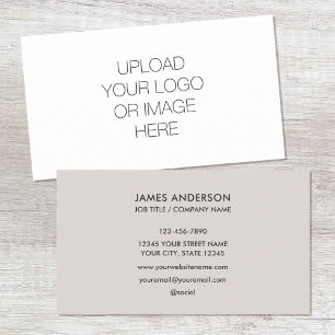 Modern Minimalist Custom Logo Light Gray Business Card