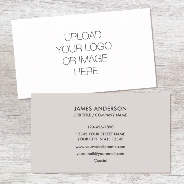 Modern Minimalist Custom Logo Light Gray Business Card (Creator Uploaded)