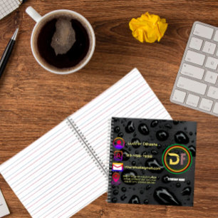 Modern Minimalist Custom Logo Stylish Black Bubble Notebook