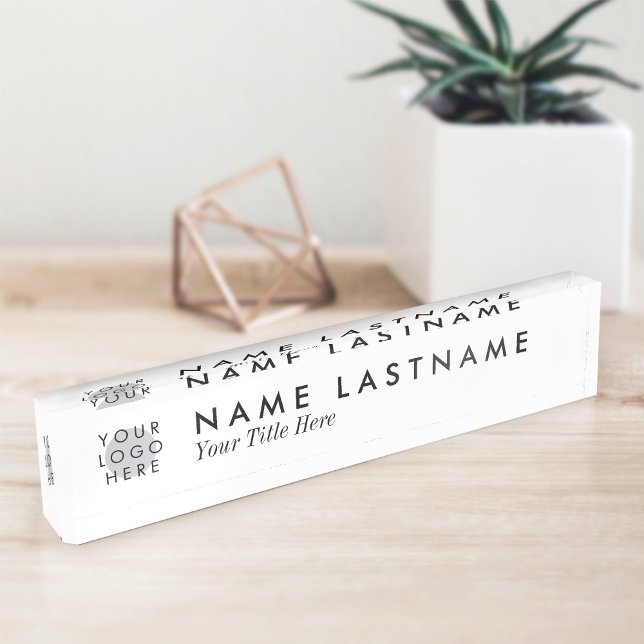 Modern Minimalist Custom Logo White Desk Nameplate (Creator Uploaded)