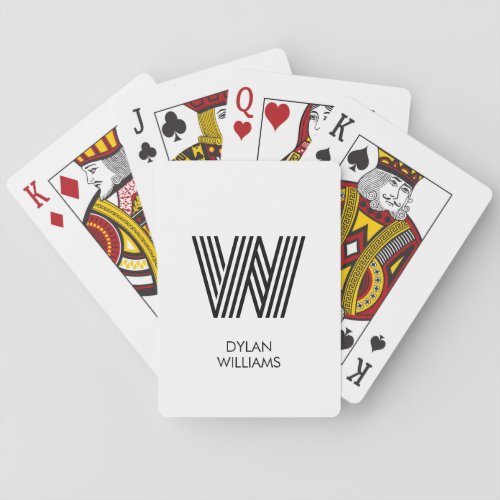 Modern Minimalist Custom Monogram Initial and Name Poker Cards