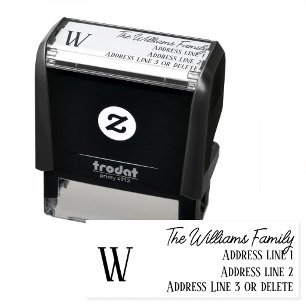 Modern minimalist custom monogram return address self-inking stamp