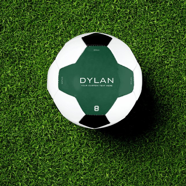 Modern Minimalist Custom Name Jersey Number Green Soccer Ball (Creator Uploaded)