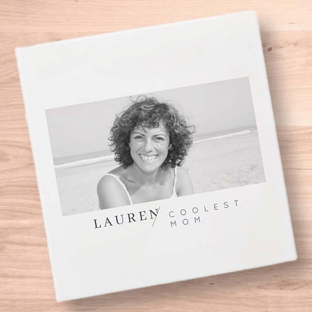 Modern Minimalist Custom Photo Coolest Mom 3 Ring Binder (Creator Uploaded)