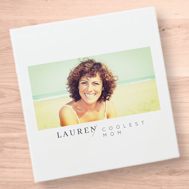 Modern Minimalist Custom Photo Coolest Mom 3 Ring Binder (Creator Uploaded)