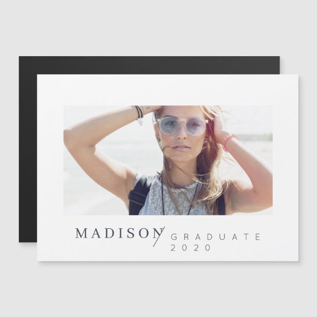 Modern Minimalist Custom Photo Graduation Magnetic Invitation (Front/Back)