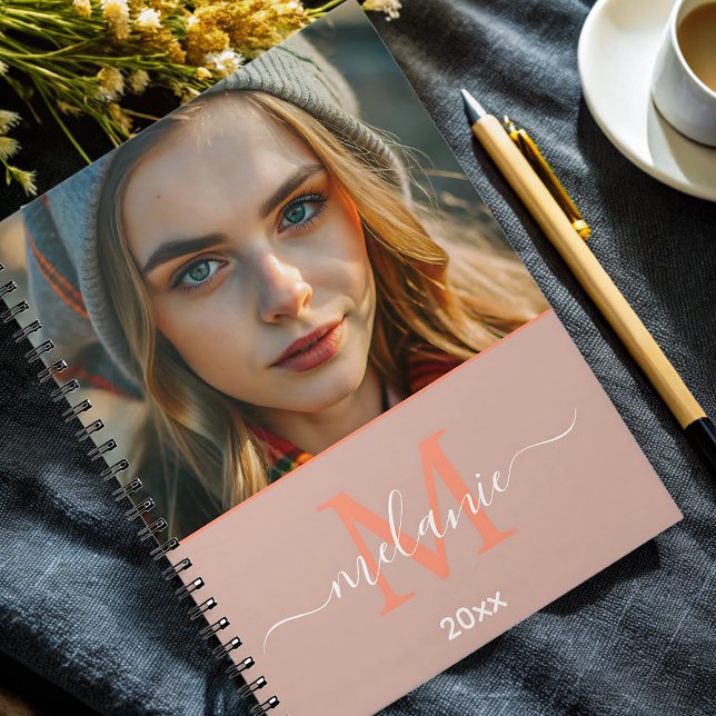 modern minimalist custom photo monogram Script   Notebook (Creator Uploaded)