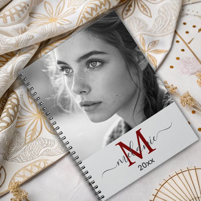 modern minimalist custom photo monogram Script   Notebook (Creator Uploaded)
