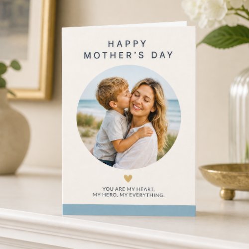 Modern Minimalist Custom Photo Mother's Day Card