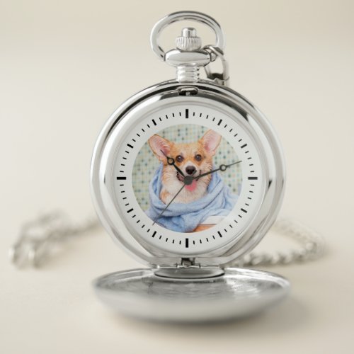 Modern Minimalist Custom Photo Pet Dog Keepsake Pocket Watch