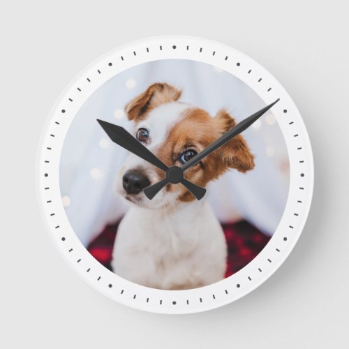 Modern Minimalist Custom Photo Pet Dog Kid Simple Round Clock