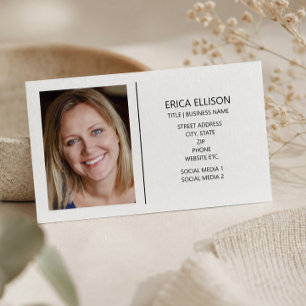 Modern Minimalist Custom Photo Professional Business Card