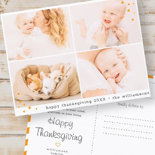Modern Minimalist Custom Photo Thanksgiving Holiday Postcard