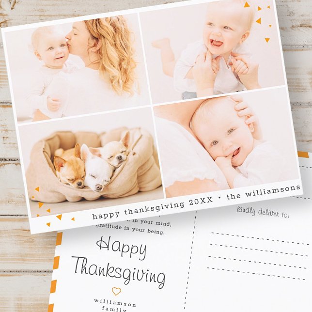 Modern Minimalist Custom Photo Thanksgiving Holiday Postcard (Creator Uploaded)