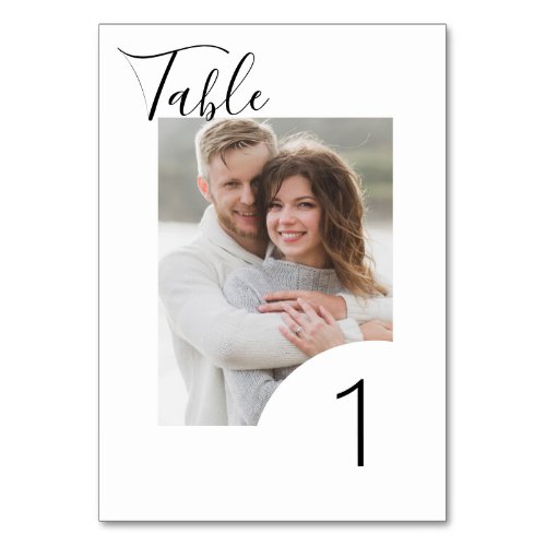 Modern Minimalist Custom Photo Wedding Table Number