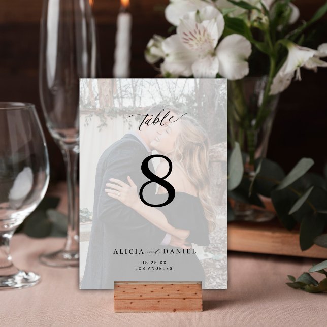 Modern minimalist custom photo wedding  table number (Creator Uploaded)