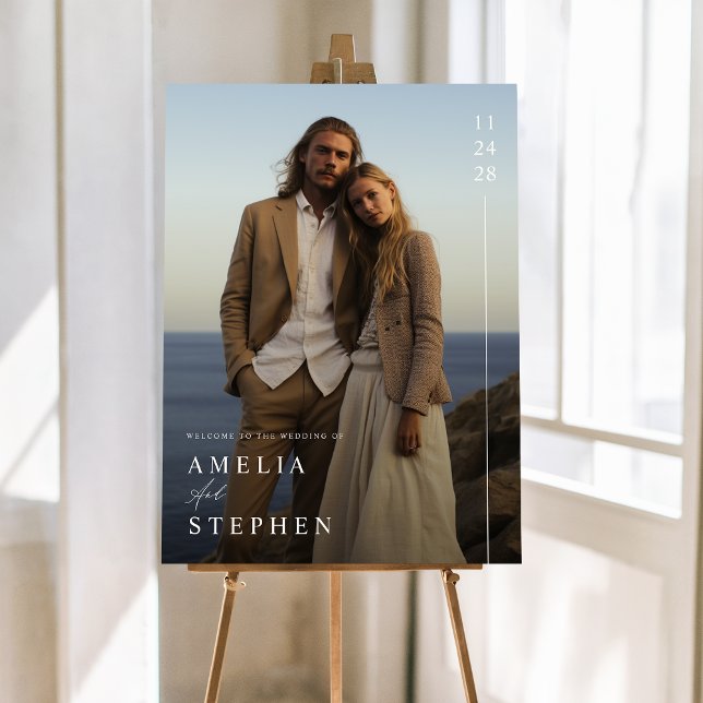Modern Minimalist Custom Photo Wedding Welcome Foam Board (Creator Uploaded)