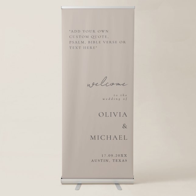 Modern Minimalist Custom Psalm Wedding Welcome Retractable Banner (Front)