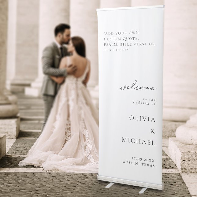 Modern Minimalist Custom Psalm Wedding Welcome Retractable Banner (Creator Uploaded)