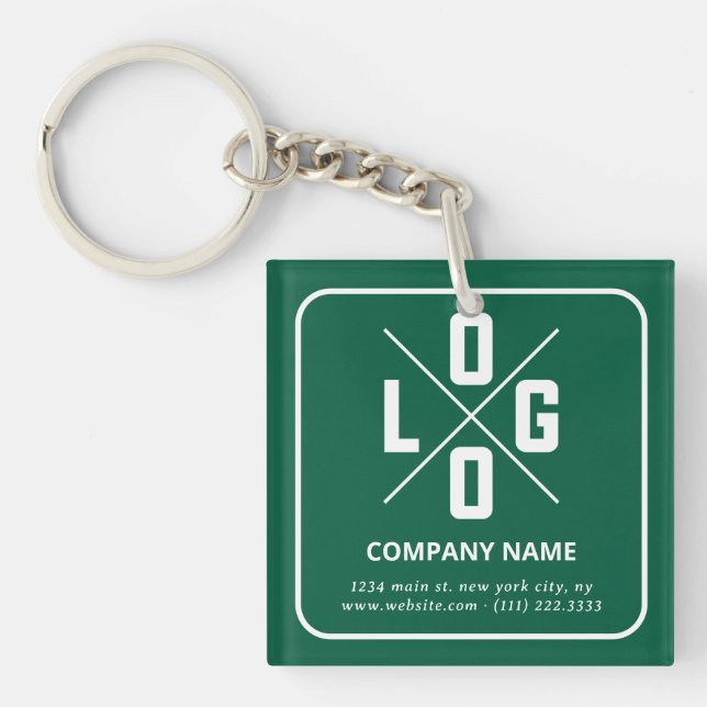 Modern Minimalist Custom QR Code Logo Keychain (Front)