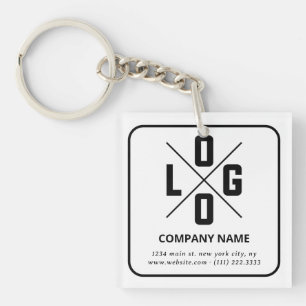 Modern Minimalist Custom QR Code Logo Keychain