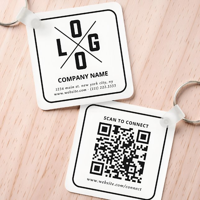 Modern Minimalist Custom QR Code Logo Keychain (Creator Uploaded)