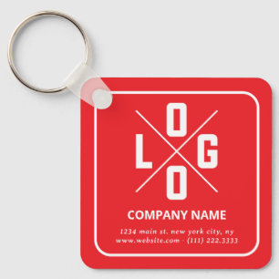 Modern Minimalist Custom QR Code Logo Keychain