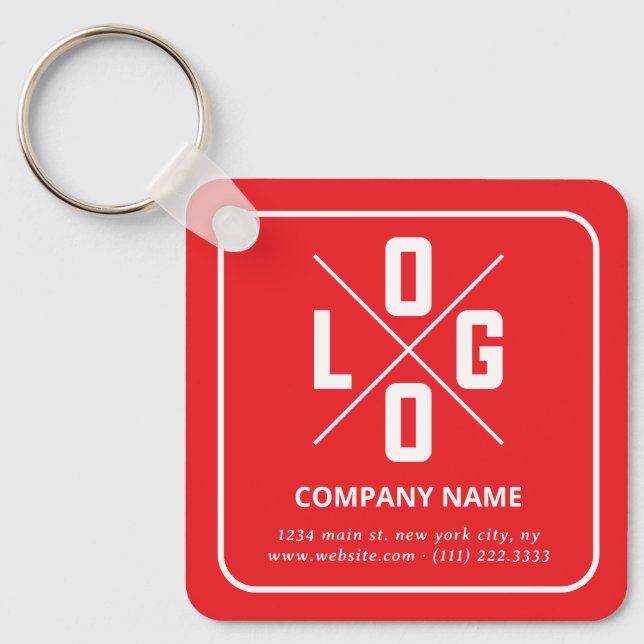 Modern Minimalist Custom QR Code Logo Keychain (Front)