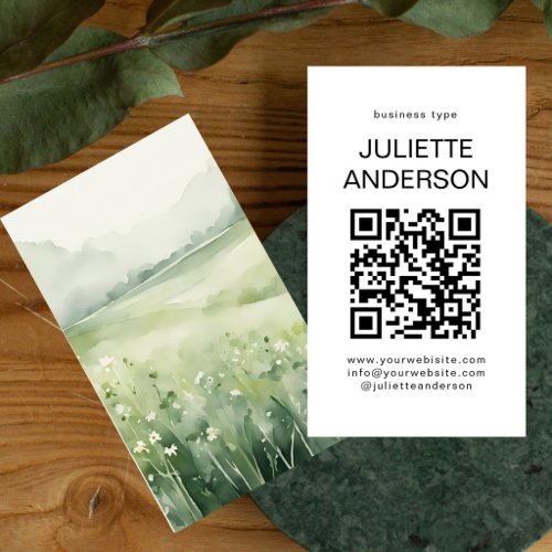 Modern Minimalist Custom QR Image Info Business Card