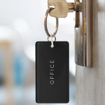 Modern Minimalist Custom Text Black Keychain<br><div class="desc">Simple Black Keychain with white text in a sans serif font.  Text can be customized on both sides.  Stay organized with custom keychains for office and home.  Ideal to label keychains for summer cabins,  boat,  storage shed,  business,  etc.</div>