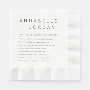 Modern Minimalist Custom Wedding Fun Facts Napkins