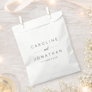 Modern Minimalist Custom Wedding Names Elegant Favor Bag