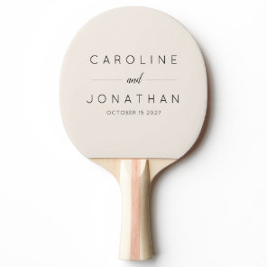 Modern Minimalist Custom Wedding Names Ivory Ping Pong Paddle