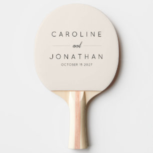 Modern Minimalist Custom Wedding Names Ivory Ping Pong Paddle