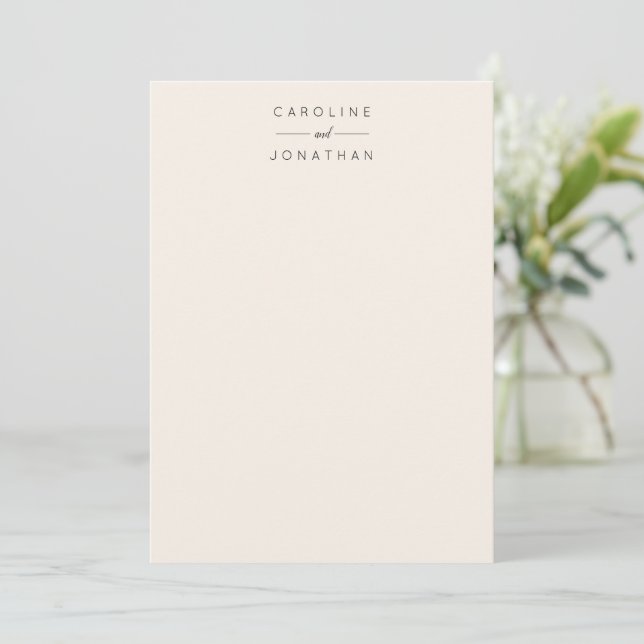 Modern Minimalist Custom Wedding Names Ivory Thank You Card (Standing Front)