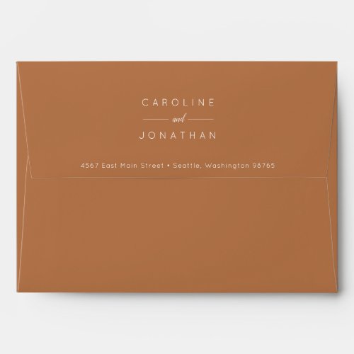 Modern Minimalist Custom Wedding Names Terracotta Envelope