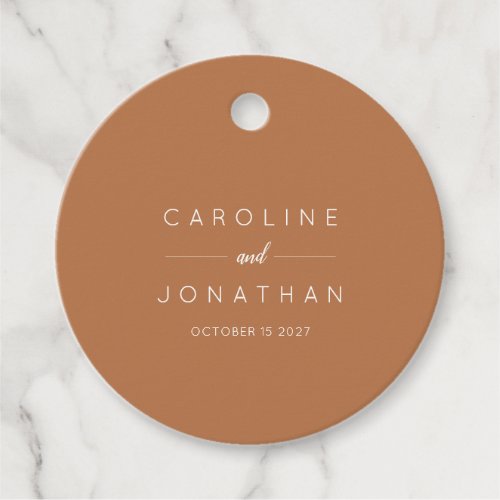 Modern Minimalist Custom Wedding Terracotta Favor Tags